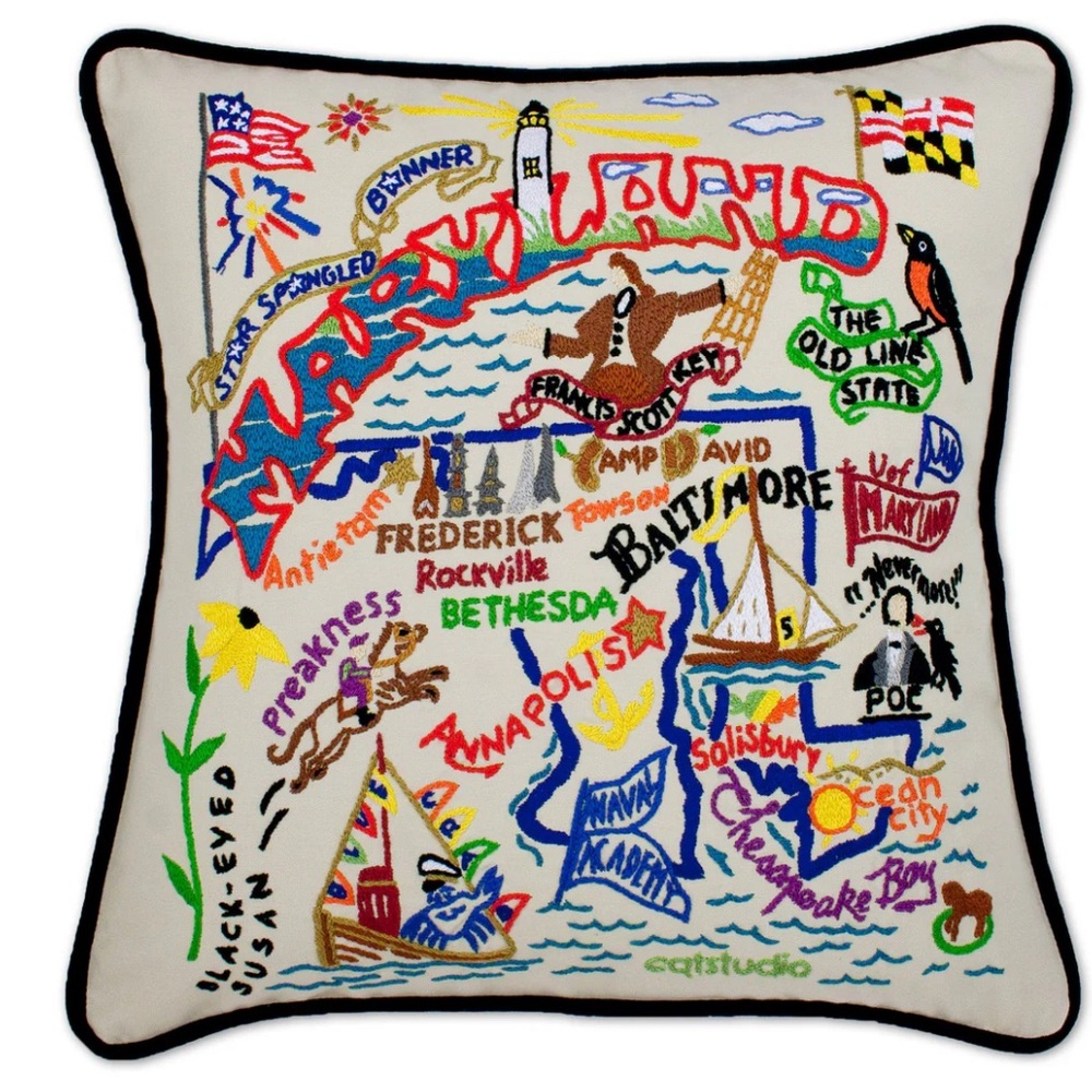 NWOT Catstudio Maryland Hand-Embroidered Pillow